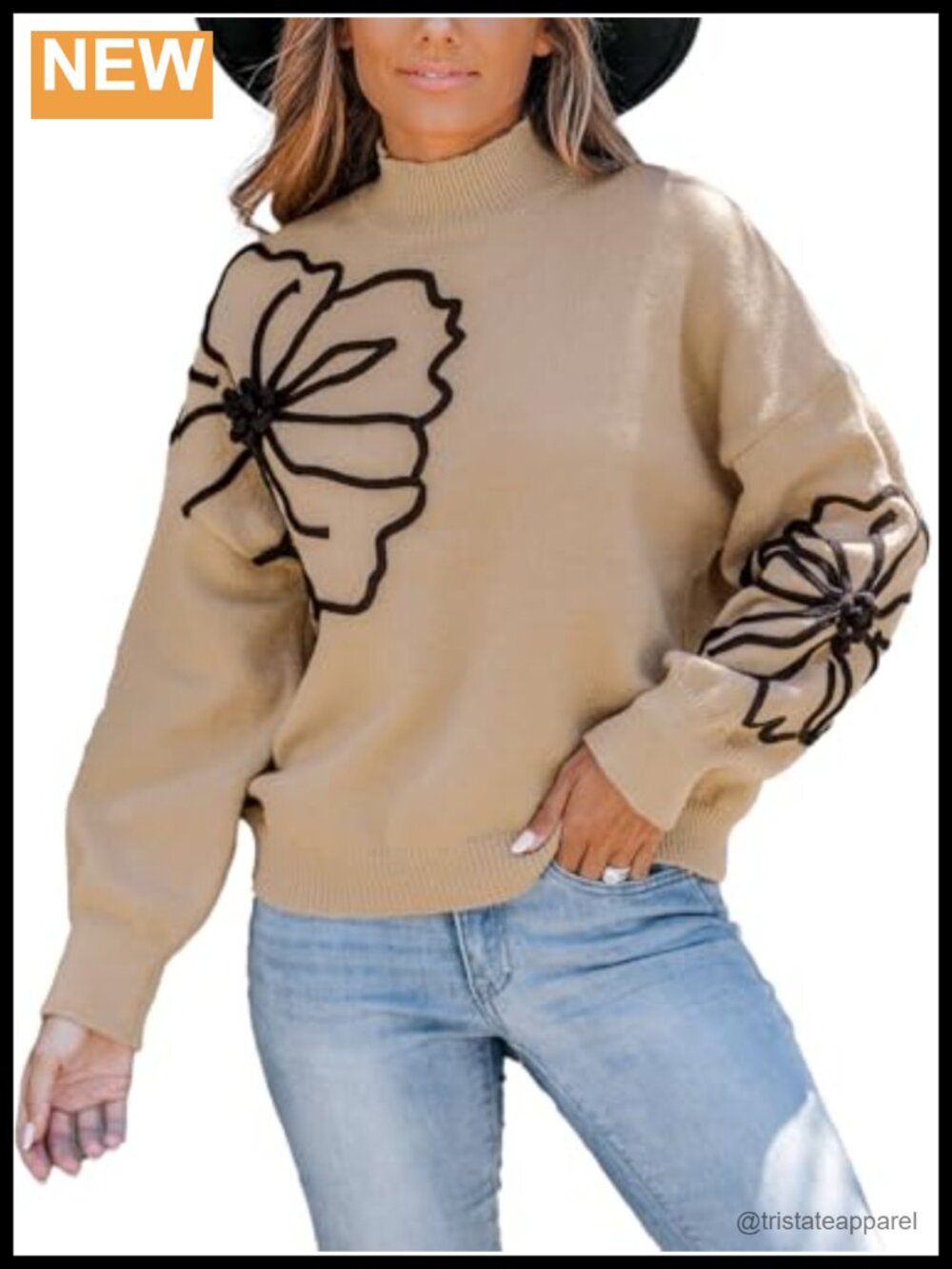 CUPSHE Women's Knit Mock Neck Pullover Sweater Fall Long Sleeve